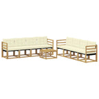 Conjunto de sofás de exterior con cojín 9 pcs Blanco y Crema
