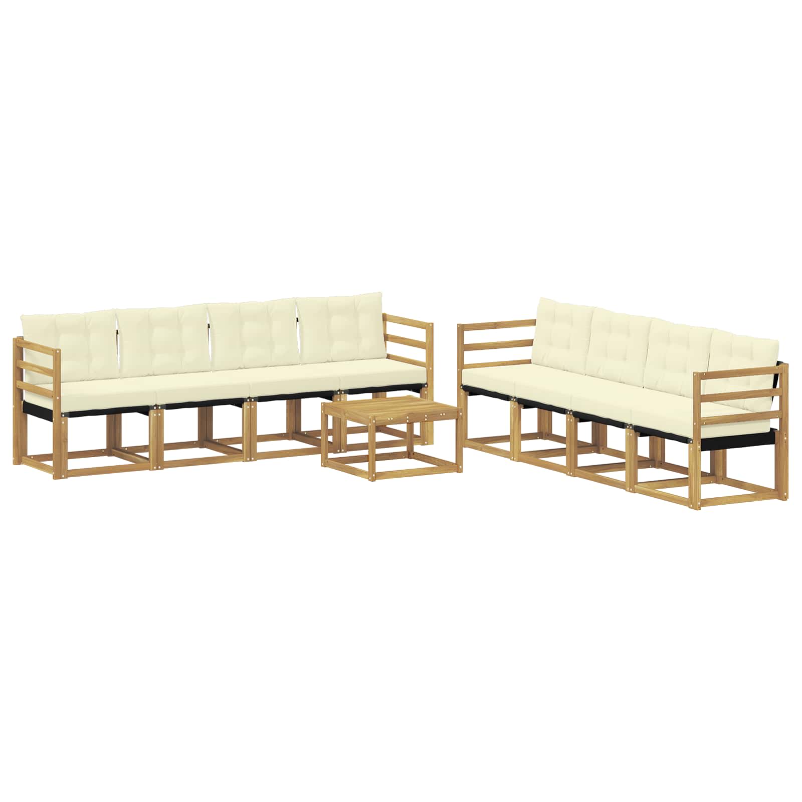 Conjunto de sofás de exterior con cojín 9 pcs Blanco y Crema