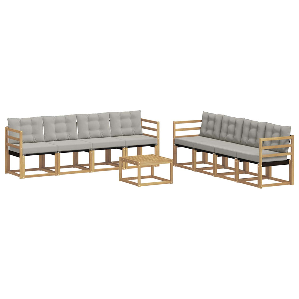 Conjunto de sofás de exterior 9 pcs Blanco y Gris Claro