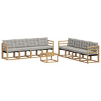 Conjunto de sofás de exterior 9 pcs Blanco y Gris Claro
