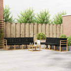 Conjunto de sofás de exterior con cojín 9 pcs Blanco y Negro