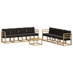 Conjunto de sofás de exterior con cojín 9 pcs Blanco y Negro