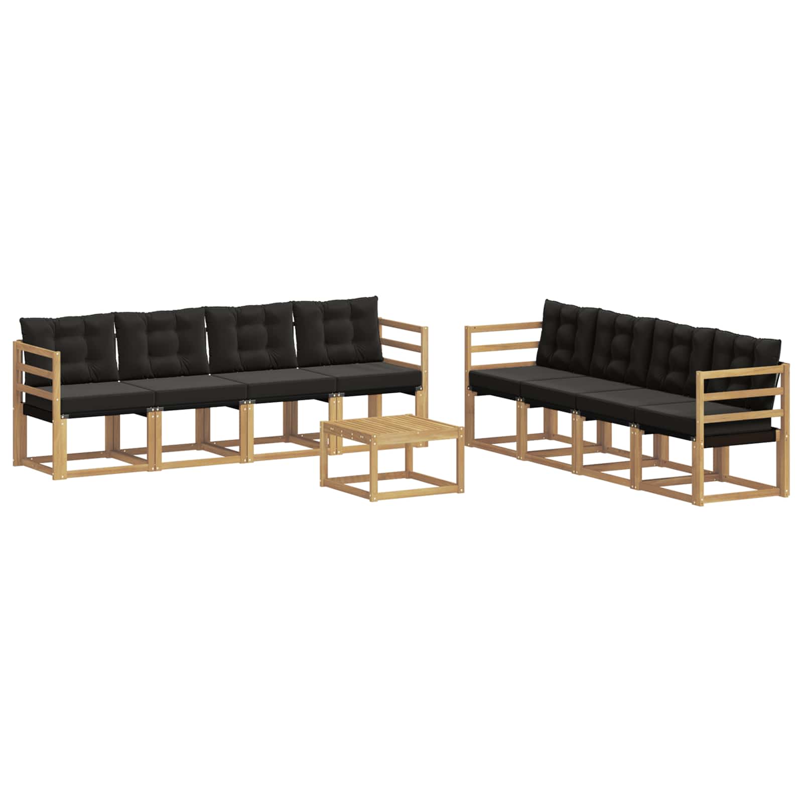 Conjunto de sofás de exterior con cojín 9 pcs Blanco y Negro