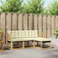 Conjunto de sofás de exterior con cojín 4 pcs Blanco y Crema