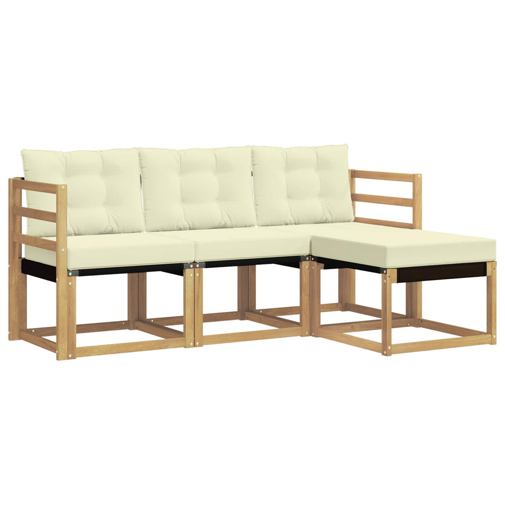 Conjunto de sofás de exterior con cojín 4 pcs Blanco y Crema