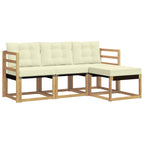 Conjunto de sofás de exterior con cojín 4 pcs Blanco y Crema