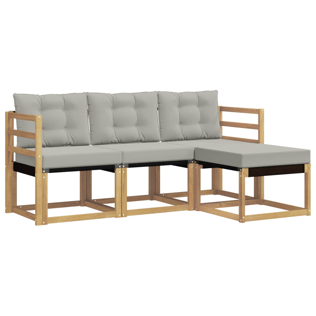 Conjunto de sofás de exterior 4 pcs Blanco y Gris Claro