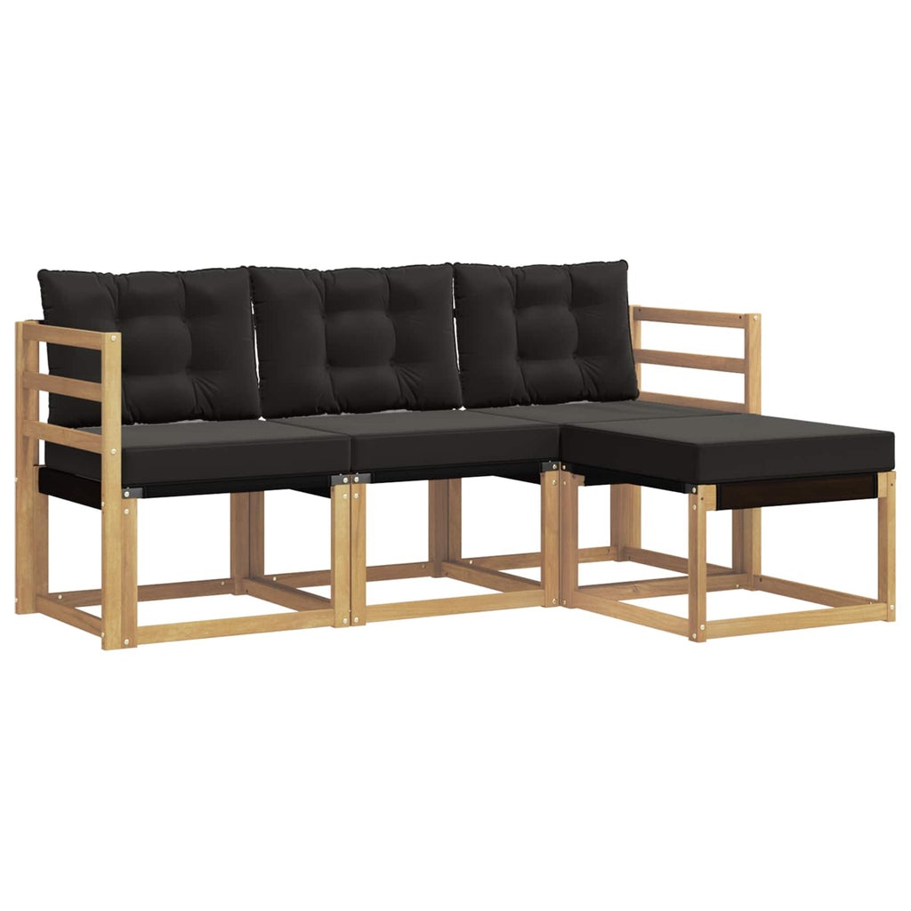 Conjunto de sofás de exterior con cojín 4 pcs Blanco y Negro