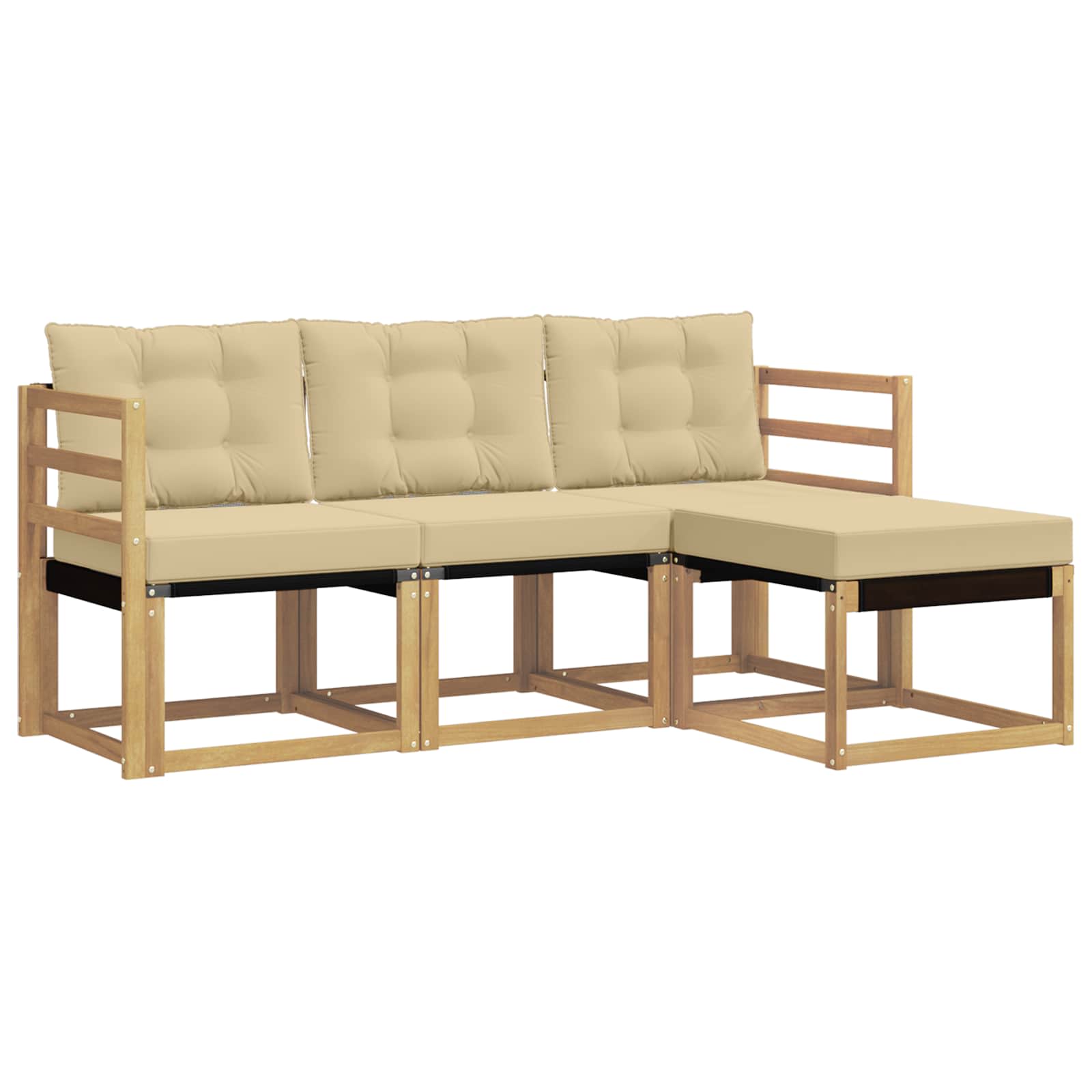 Conjunto de sofás de exterior con cojín 4 pcs y Beige