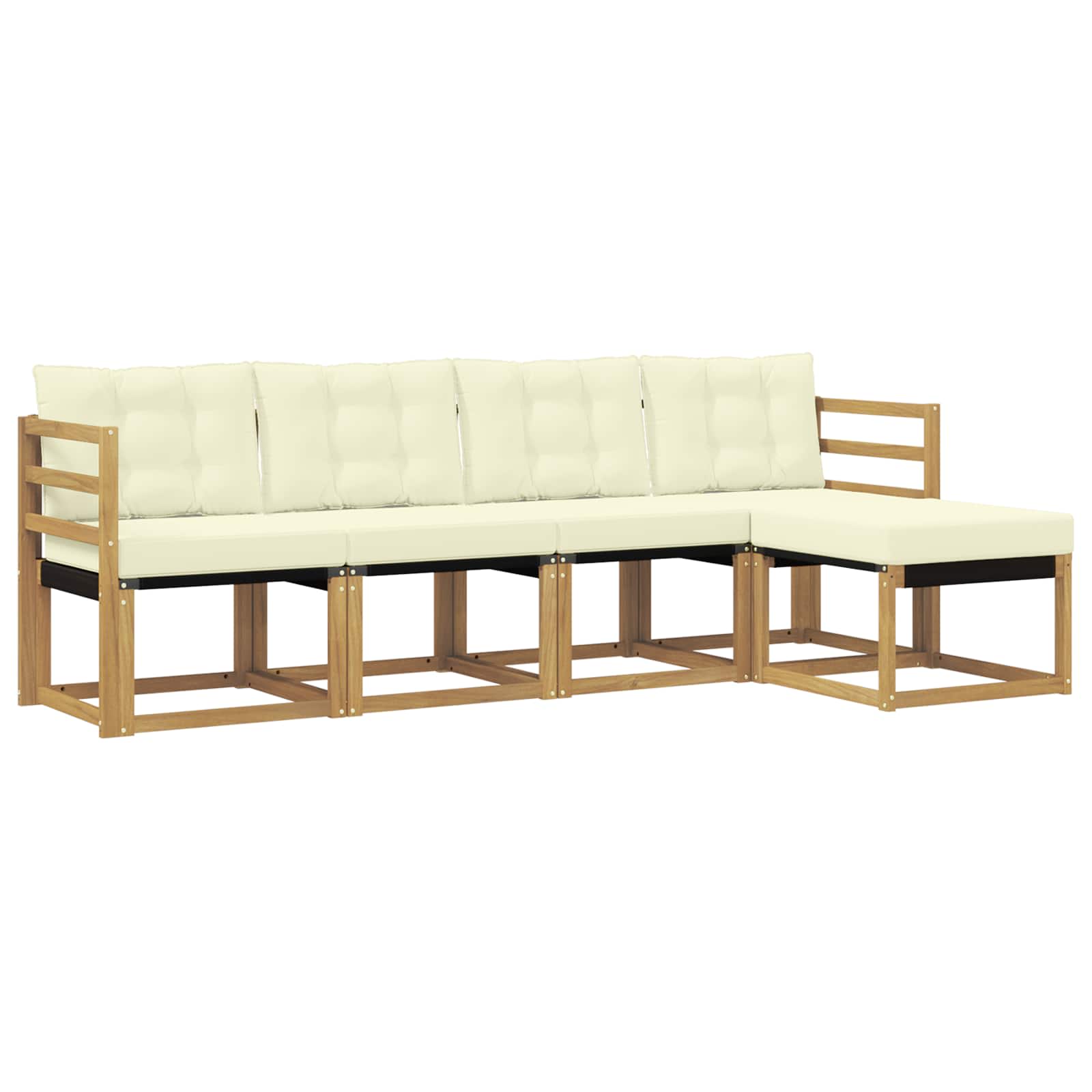 Conjunto de sofás de exterior con cojín 5 pcs Blanco y Crema