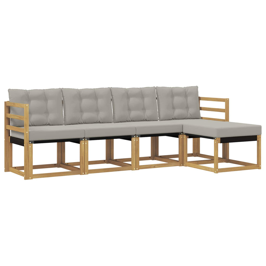 Conjunto de sofás de exterior 5 pcs Blanco y Gris Claro