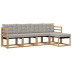 Conjunto de sofás de exterior 5 pcs Blanco y Gris Claro