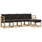 Conjunto de sofás de exterior con cojín 5 pcs Blanco y Negro