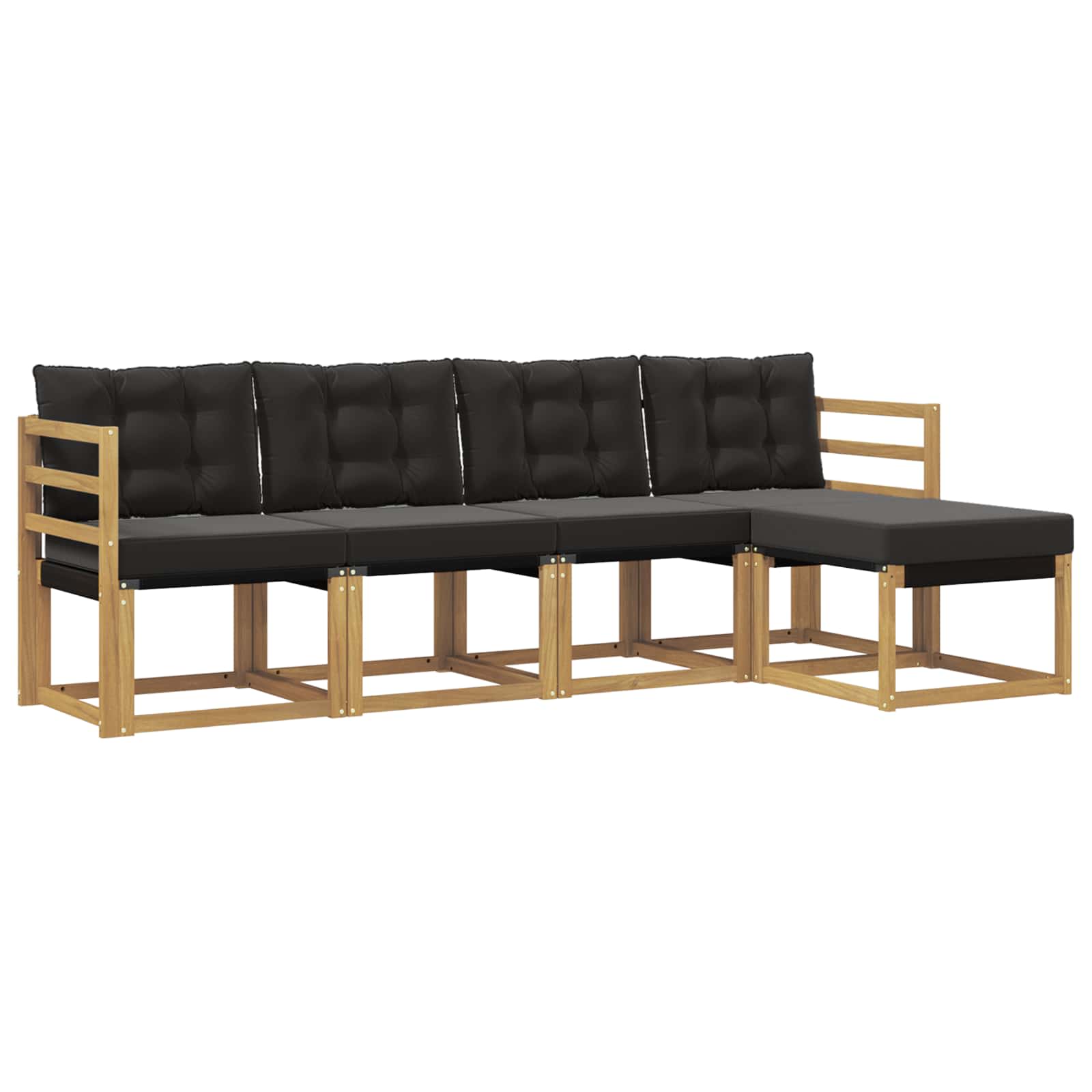 Conjunto de sofás de exterior con cojín 5 pcs Blanco y Negro