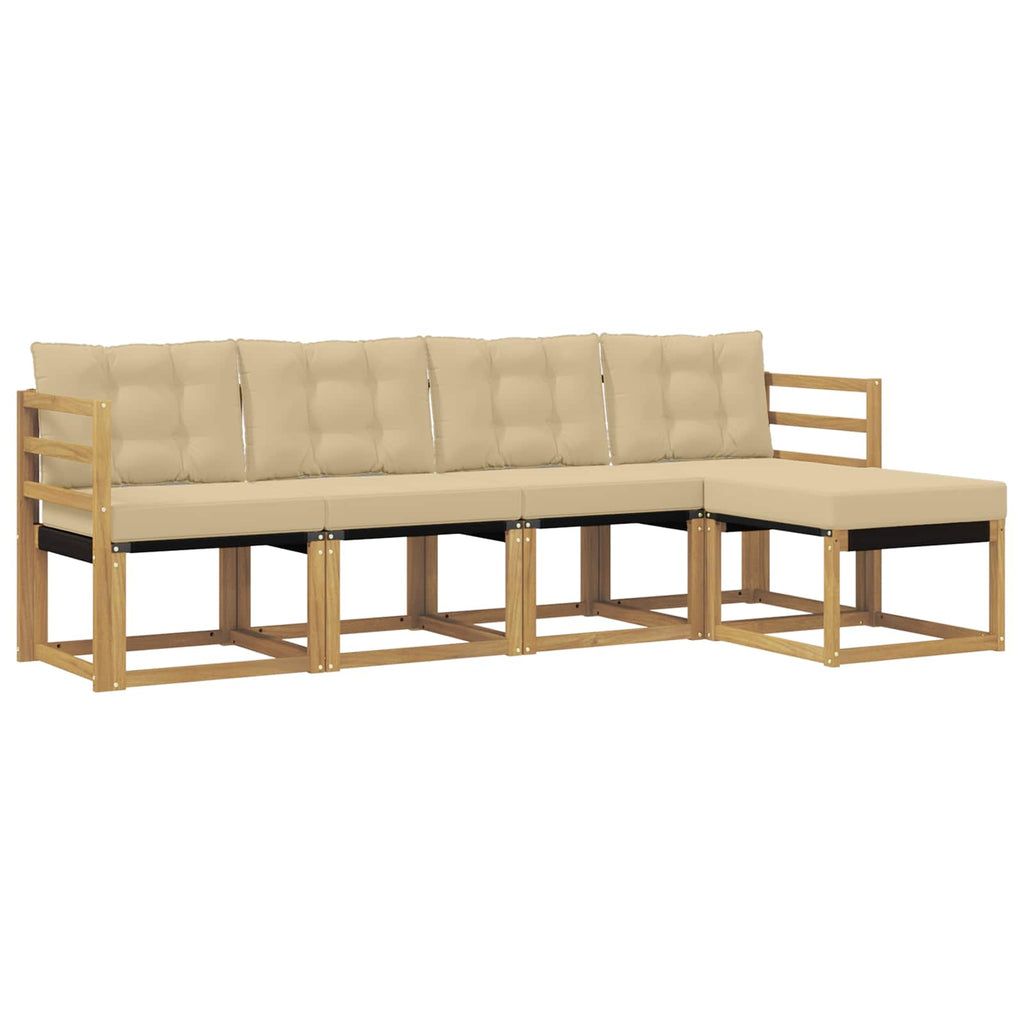 Conjunto de sofás de exterior con cojín 5 pcs y Beige