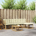 Conjunto de sofás de exterior con cojín 6 pcs Blanco y Crema