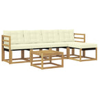 Conjunto de sofás de exterior con cojín 6 pcs Blanco y Crema