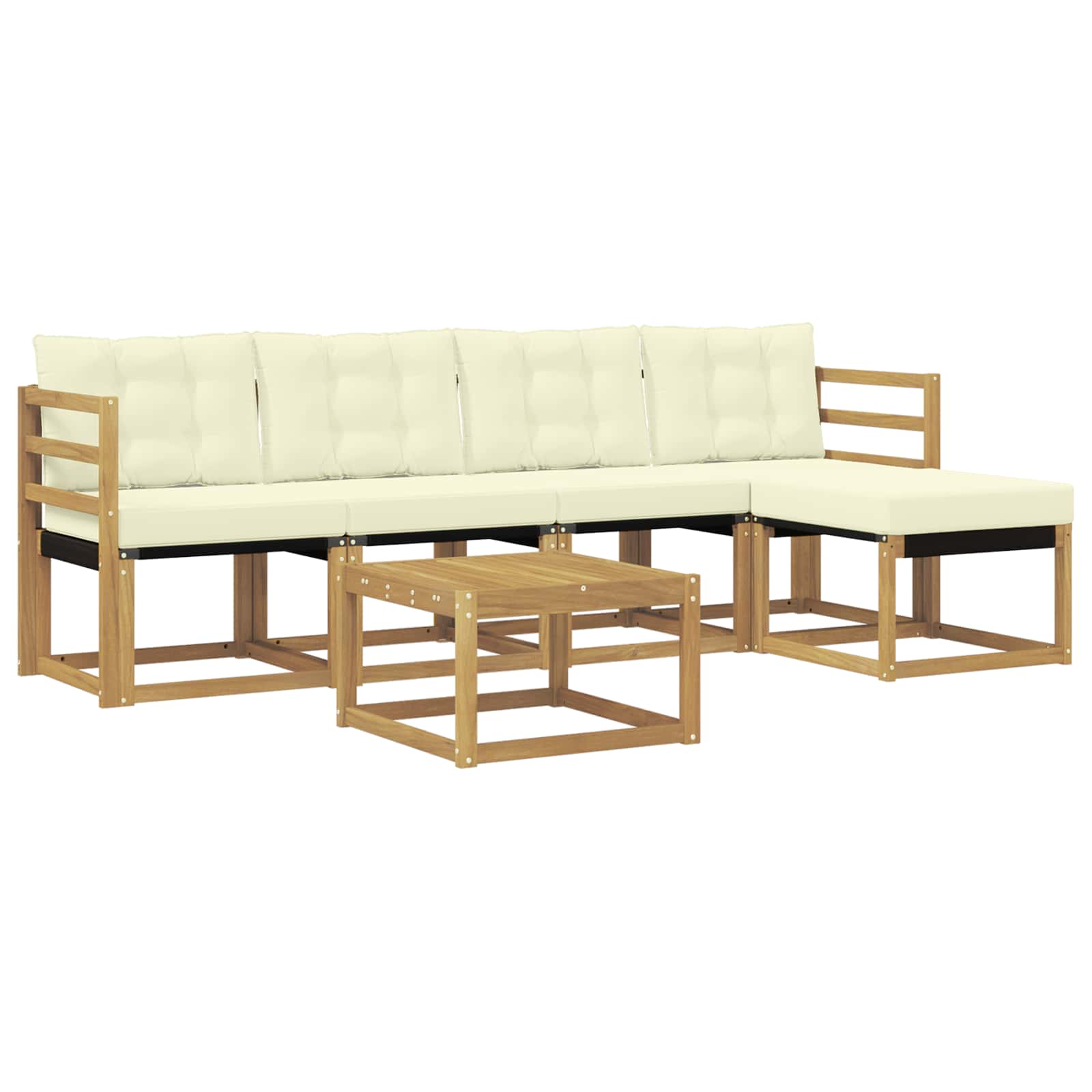 Conjunto de sofás de exterior con cojín 6 pcs Blanco y Crema