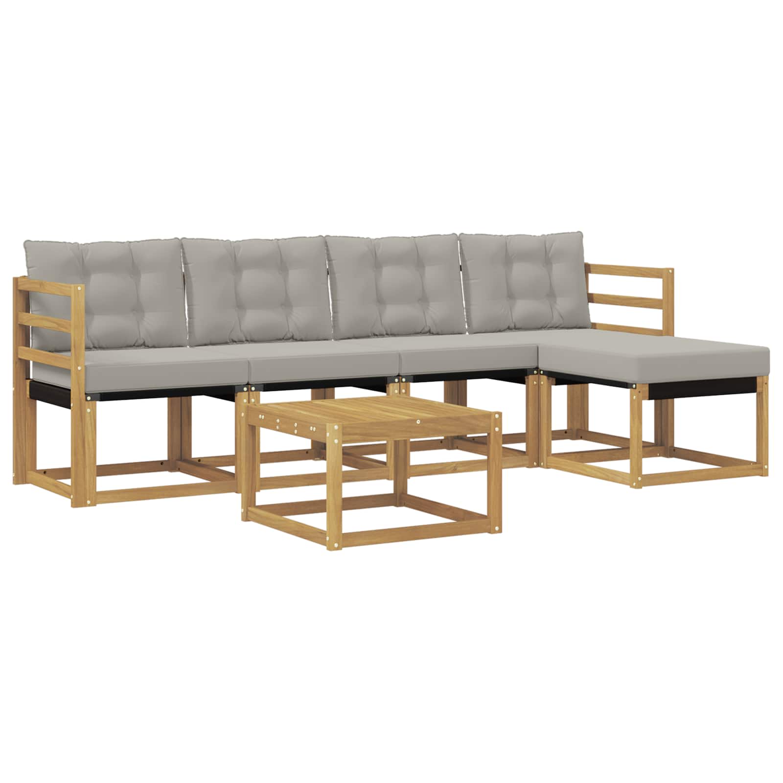 Conjunto de sofás de exterior 6 pcs Blanco y Gris Claro