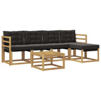 Conjunto de sofás de exterior con cojín 6 pcs Blanco y Negro