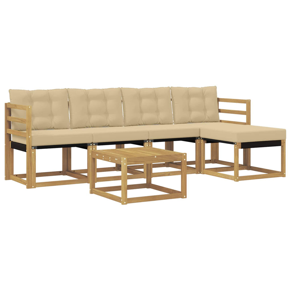 Conjunto de sofás de exterior con cojín 6 pcs y Beige