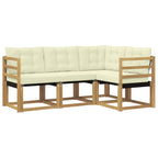 Conjunto de sofás de exterior con cojín 4 pcs Blanco y Crema