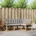 Conjunto de sofás de exterior 4 pcs Blanco y Gris Claro