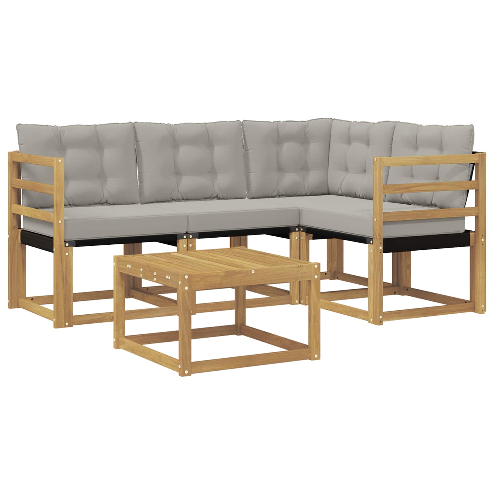 Conjunto de sofás de exterior 5 pcs Blanco y Gris Claro