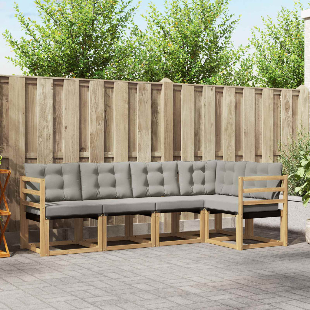 Conjunto de sofás de exterior 5 pcs Blanco y Gris Claro