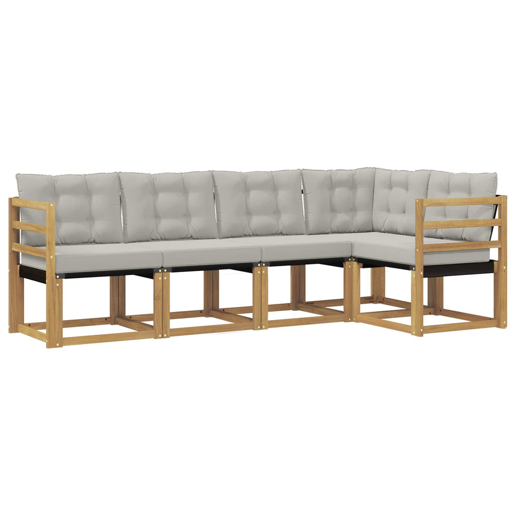 Conjunto de sofás de exterior 5 pcs Blanco y Gris Claro