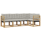 Conjunto de sofás de exterior 5 pcs Blanco y Gris Claro