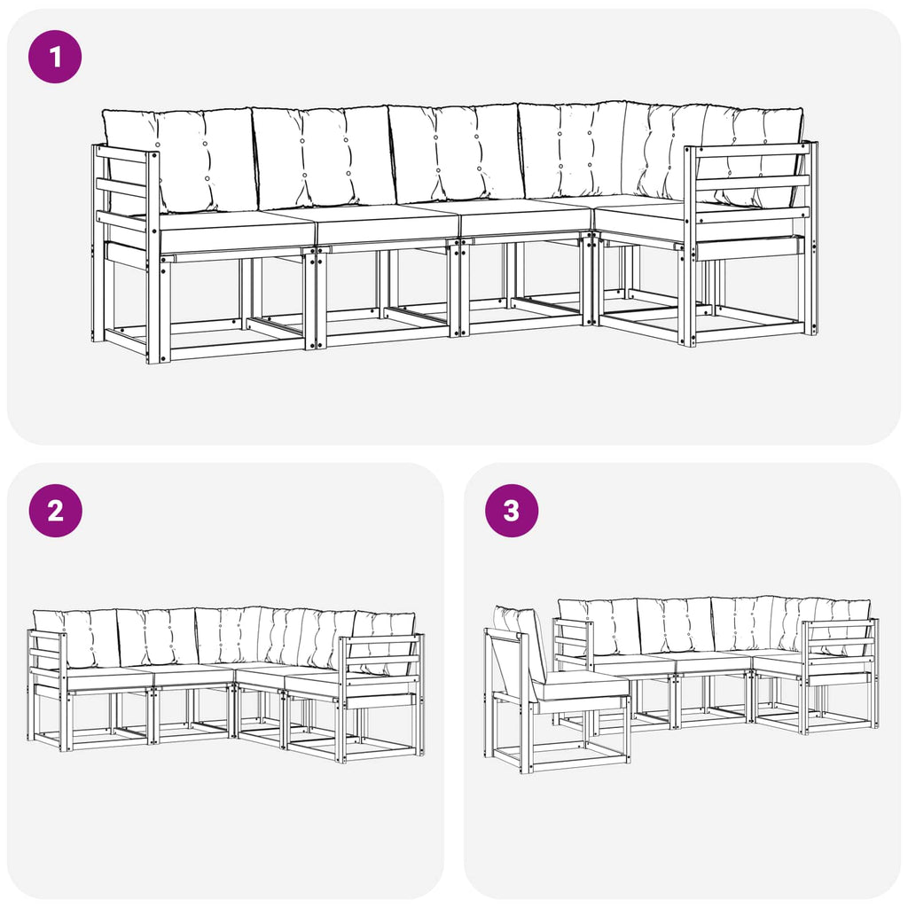 Conjunto de sofás de exterior 5 pcs Blanco y Gris Claro