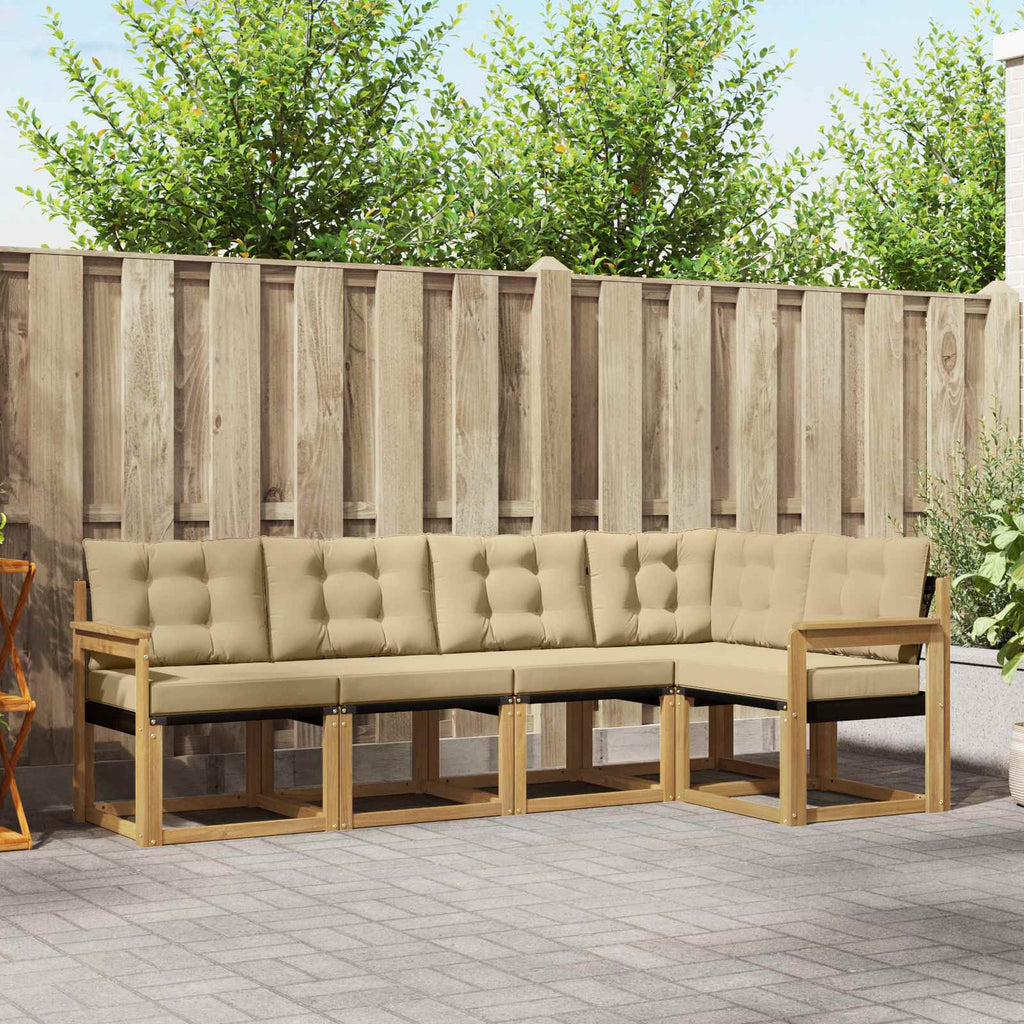 Conjunto de sofás de exterior 5 pcs Blanco y Gris Claro