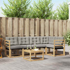 Conjunto de sofás de exterior 6 pcs Blanco y Gris Claro