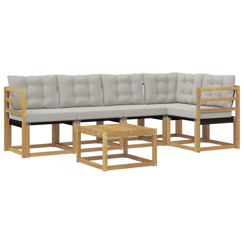 Conjunto de sofás de exterior 6 pcs Blanco y Gris Claro