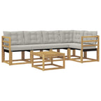 Conjunto de sofás de exterior 6 pcs Blanco y Gris Claro