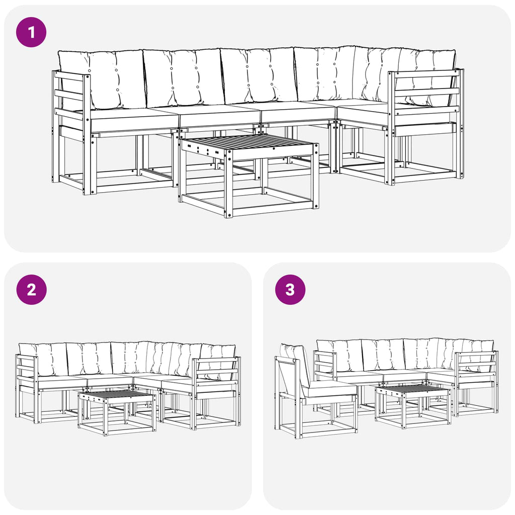 Conjunto de sofás de exterior 6 pcs Blanco y Gris Claro