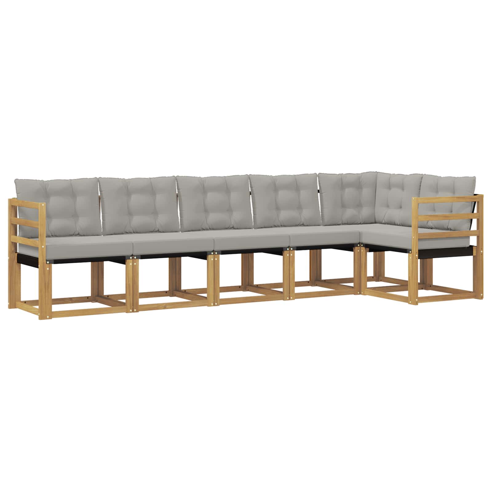Conjunto de sofás de exterior 6 pcs Blanco y Gris Claro