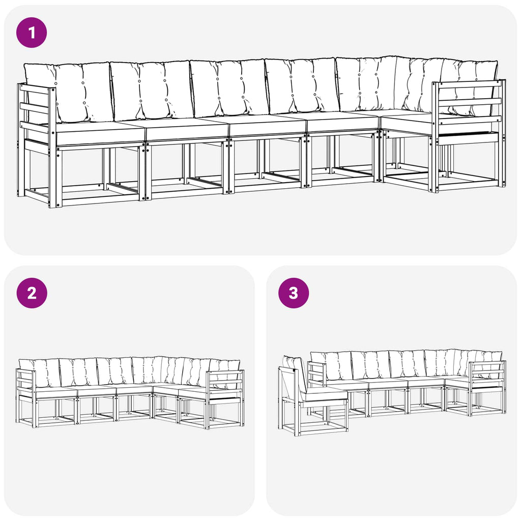 Conjunto de sofás de exterior 6 pcs Blanco y Gris Claro
