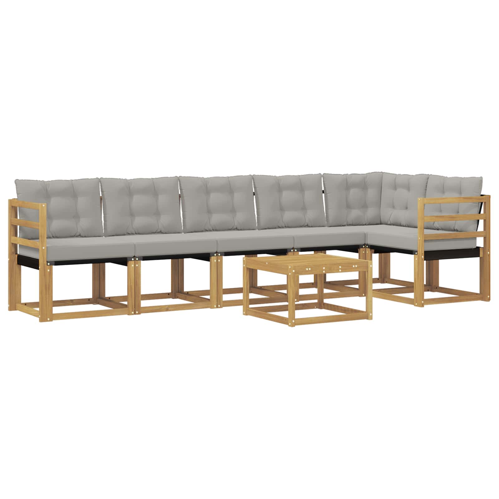 Conjunto de sofás de exterior 7 pcs Blanco y Gris Claro