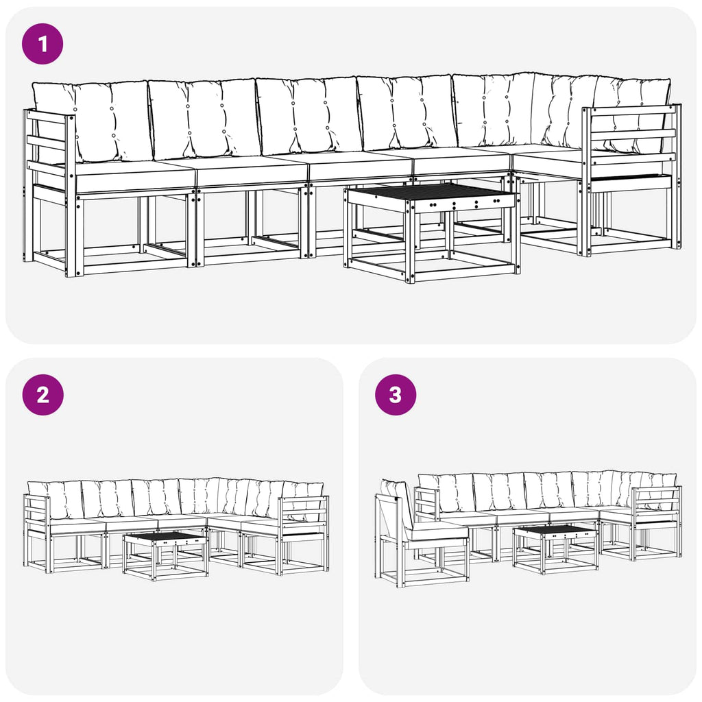 Conjunto de sofás de exterior 7 pcs Blanco y Gris Claro
