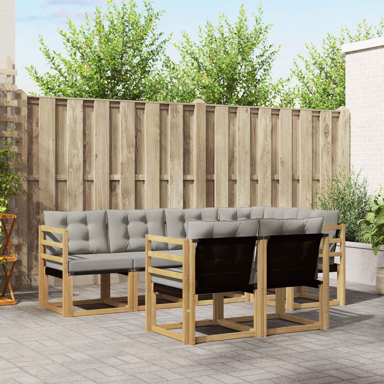 Conjunto de sofás de exterior 6 pcs Blanco y Antracita