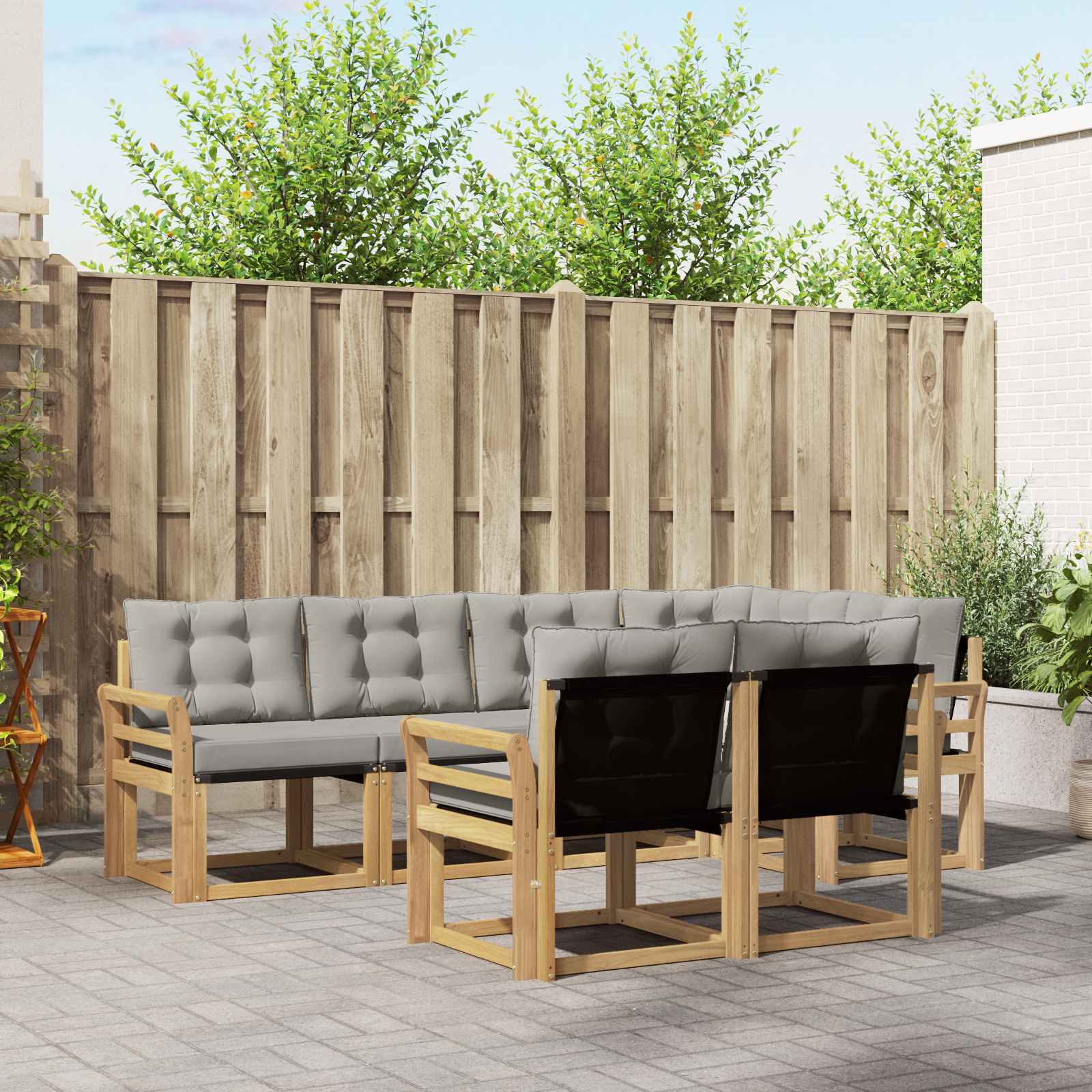 Conjunto de sofás de exterior 6 pcs Blanco y Antracita