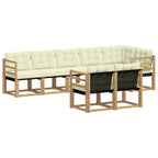 Conjunto de sofás de exterior con cojín 8 pcs Blanco y Crema