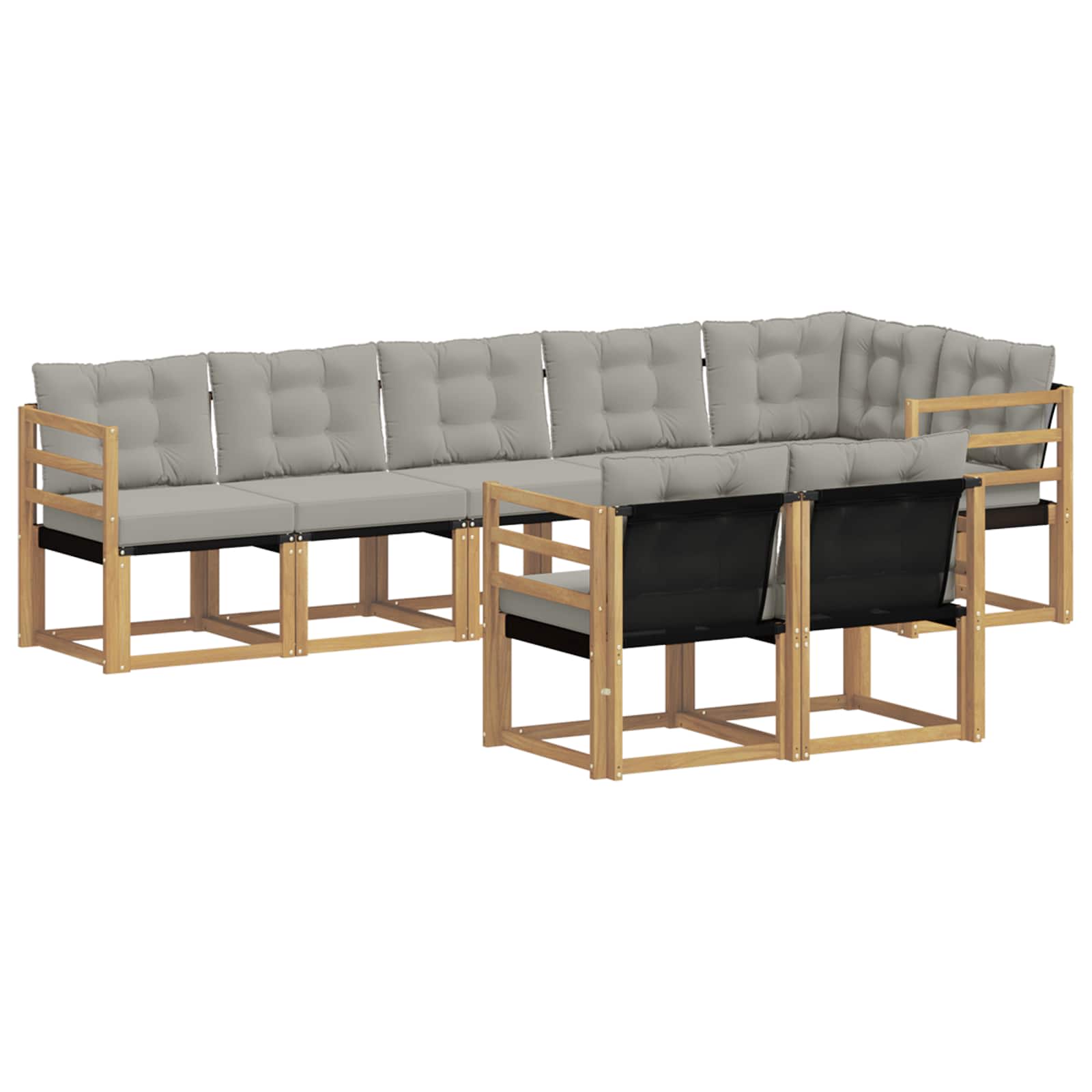 Conjunto de sofás de exterior 8 pcs Blanco y Gris Claro