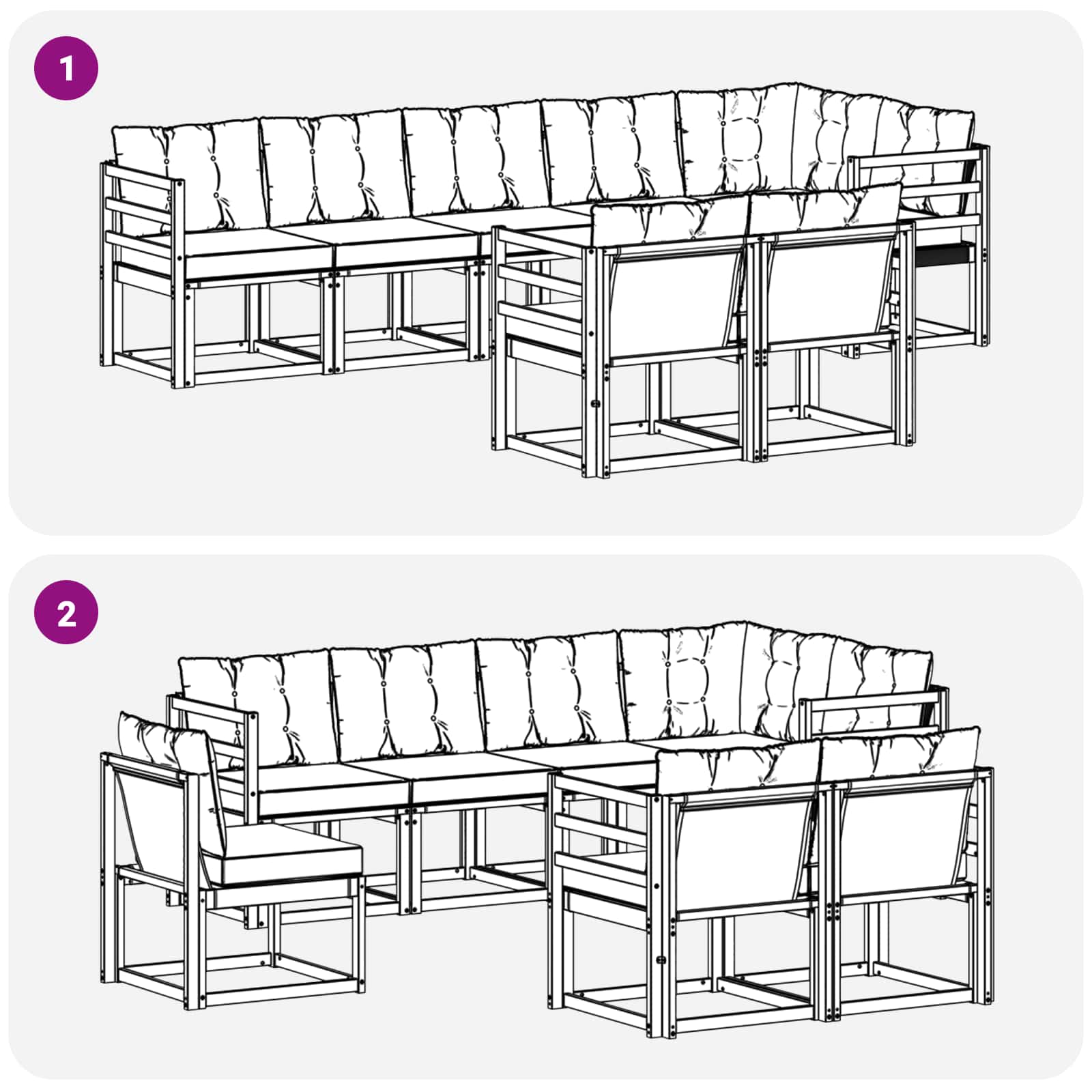 Conjunto de sofás de exterior 8 pcs Blanco y Gris Claro