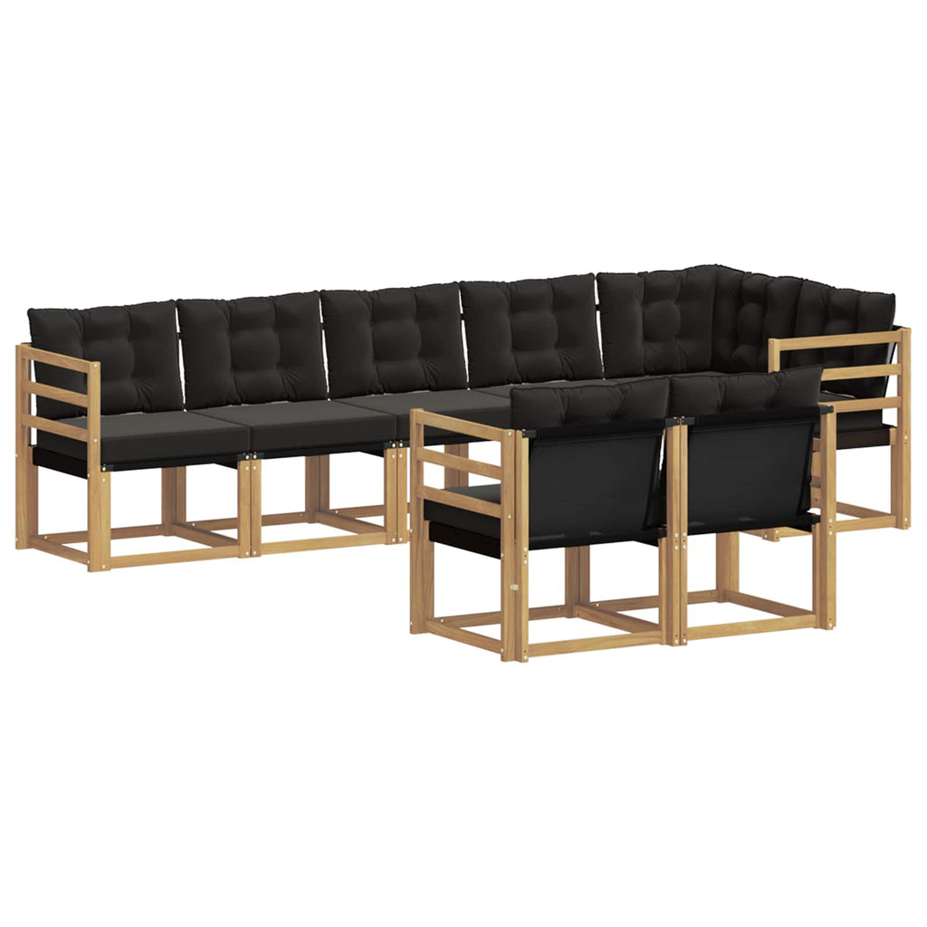 Conjunto de sofás de exterior con cojín 8 pcs Blanco y Negro