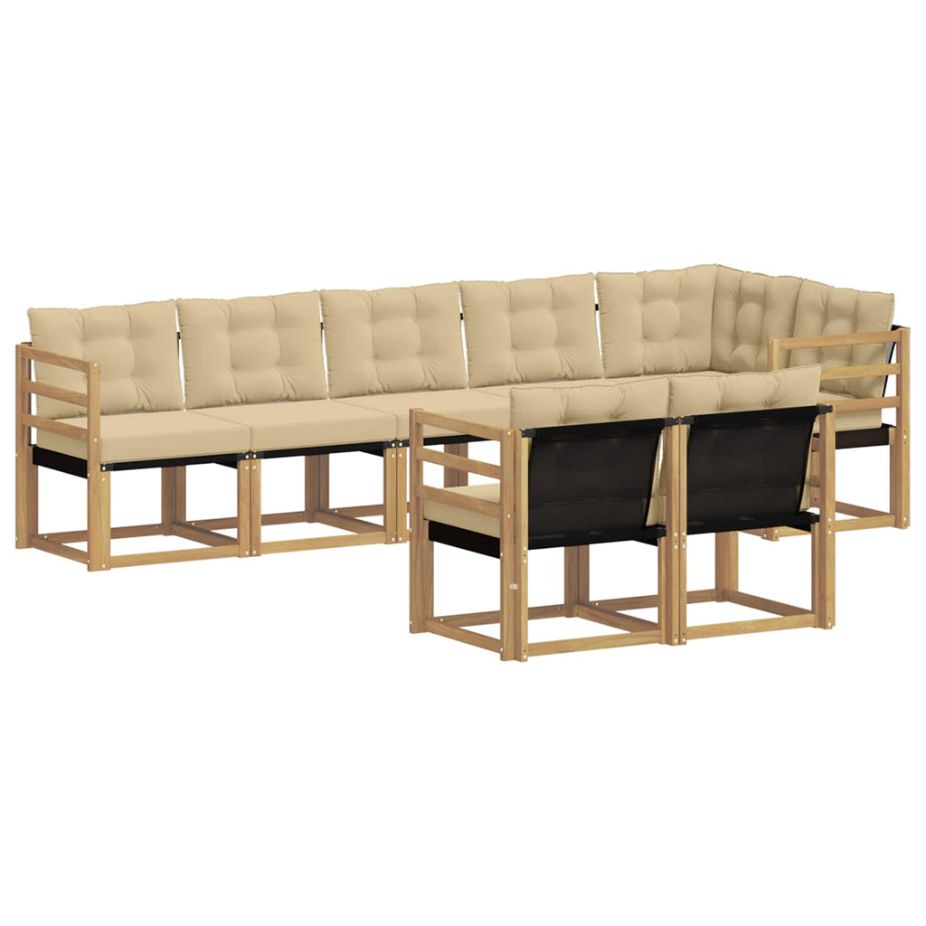 Conjunto de sofás de exterior con cojín 8 pcs y Beige
