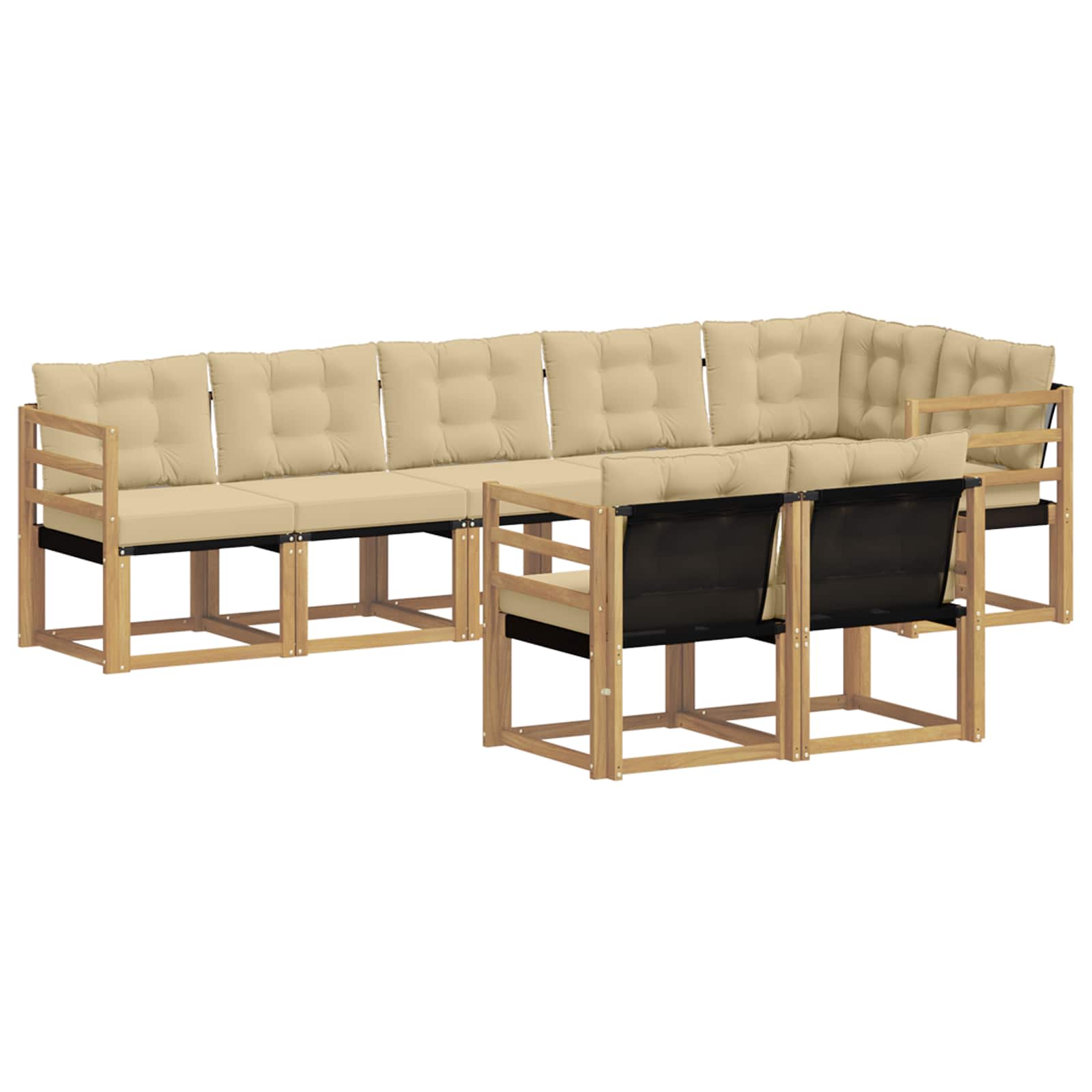 Conjunto de sofás de exterior con cojín 8 pcs y Beige