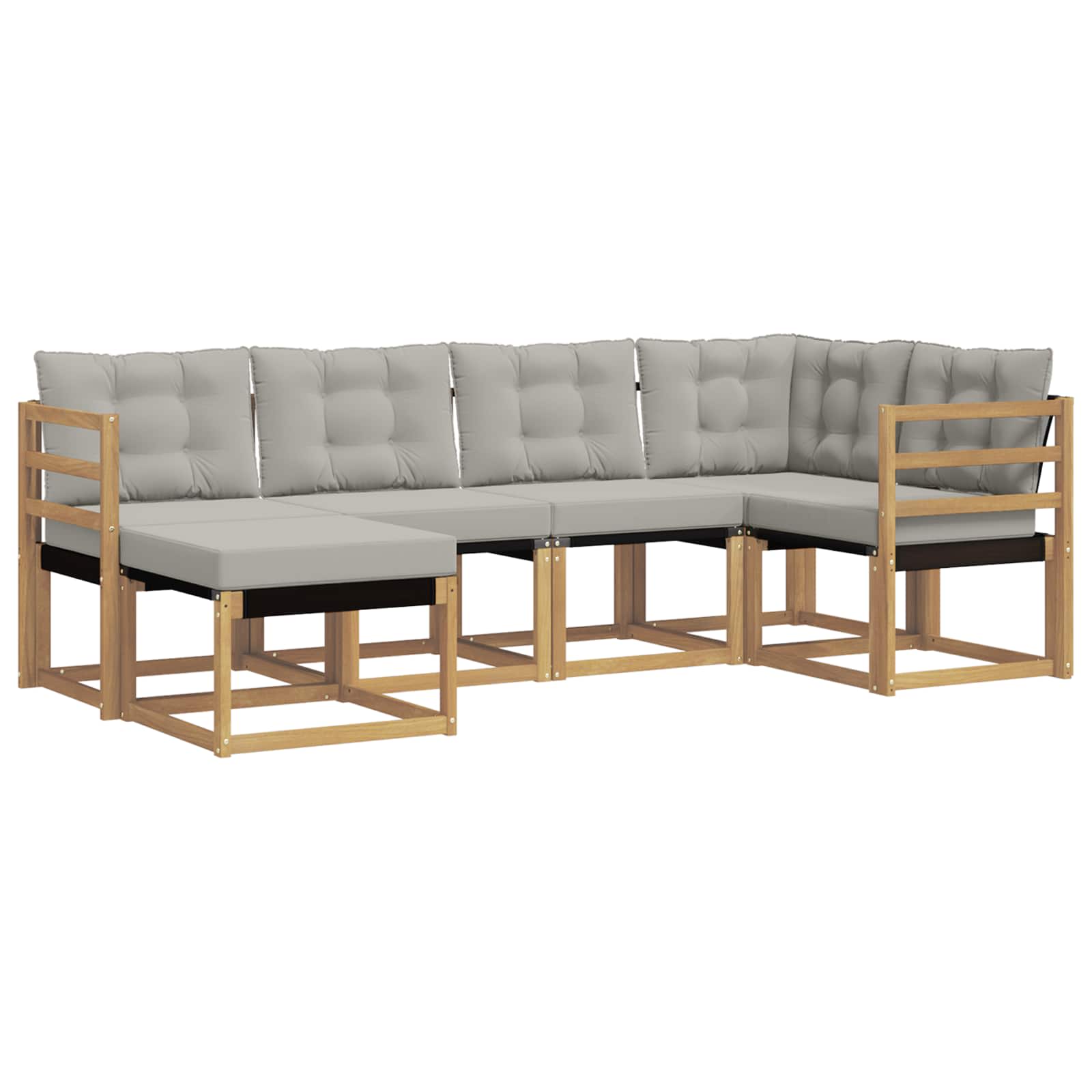 Conjunto de sofás de exterior 6 pcs Blanco y Gris Claro